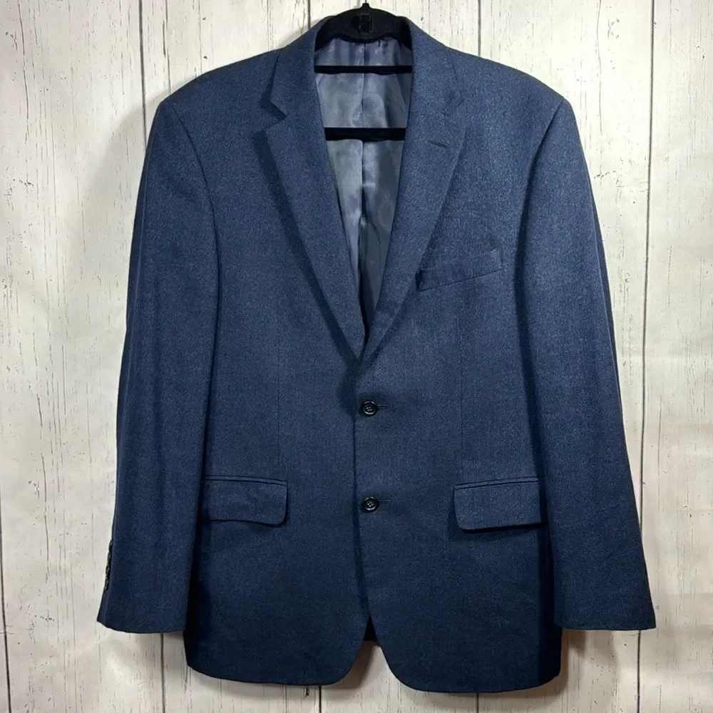 Jos A Bank Mens Linen Wool Blend Tailored Fit Navy Blue Casual Blazer Jacket